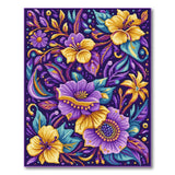 Floral Vintage Purple Hibiscus Floral Area Rug
