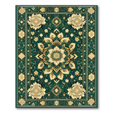 Emerald Green Gold Mandala Persian Rug