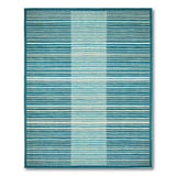 Teal Striped Geometric Area Rug