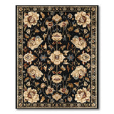 Black Floral Vintage Area Rug