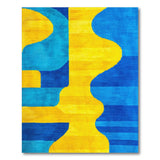 Vibrant Yellow Teal Abstract Geometric Area Rug
