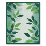 Floral Vintage Lush Green Leaves Area Rug