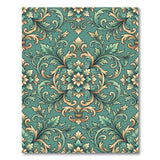 Floral Vintage Blue and Teal Teal Damask Floral Vintage Area Rug