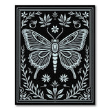 Ornate Butterfly Floral Line Art Area Rug