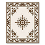 Ornate Brown Floral Border Cream Area Rug