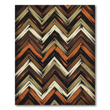 Distressed Zigzag Brown Tan Area Rug