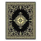 Ornate Black Gold Persian Medallion Traditional Persian Rug