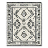 Black White Heritage Tribal Geometric Area Rug