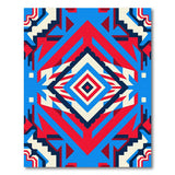 Vibrant Blue Red Geometric Southwestern Rug
