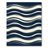 Navy Blue Wavy Lines Area Rug