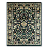 Traditional Persian Green Floral Medallion Rug