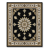 Traditional Persian Gold and Silver Ornate Black Gold Persian Medallion Area Rug