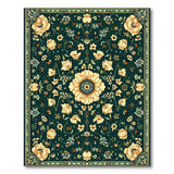 Green Emerald Green Persian Floral Area Rug