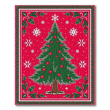 Festive Christmas Tree with Holly Red Area Rug