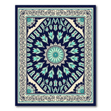 Teal Mandala Persian Area Rug in Navy