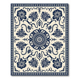 Navy Floral Persian Medallion Area Rug