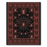 Spooky Spider Web Area Rug in Red on Black