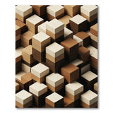 Brown Tan Stacked Cubes Geometric Rug
