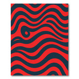 Bold Red Navy Abstract Wave Area Rug
