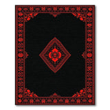 ODIKA Washable Gothic Skull Medallion Area Rug - Black & Red Vintage Floral Low Pile