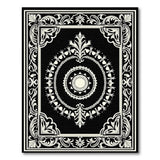Ornate Black White Persian Medallion No. 15 Rug