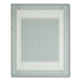Teal Lace Border Light Gray Area Rug