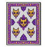 Mystical Purple Cat Mandala Area Rug