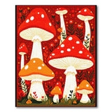 Whimsical Red Mushroom Garden Area Rug