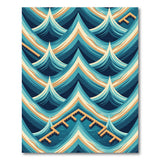 Teal Ocean Waves Pier Coastal Rug
