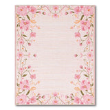 Pink Floral Border Embroidered Area Rug