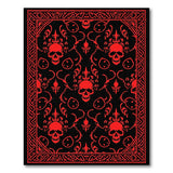 ODIKA Washable Gothic Skull Red and Black Area Rug - Low Pile Non-Slip Decor