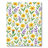 Vibrant Yellow Daisy Purple Floral Pattern Area Rug