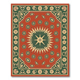 Red Persian Starburst Rug with Floral Borders