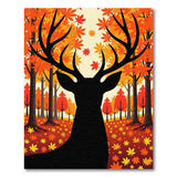 Autumn Buck Silhouette Fiery Forest Rug