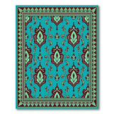 Elegant Teal Persian Area Rug with Ornate Maroon Motifs