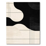 Modern Abstract Geometric Black & Cream Washable Area Rug