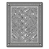 Black White Geometric Labyrinth Maze Rug