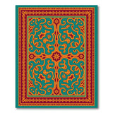 Ornate Teal Red Traditional Persian Rug