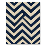 Navy Chevron Zigzag on Beige Area Rug