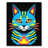 Neon Blue Tabby Cat Area Rug