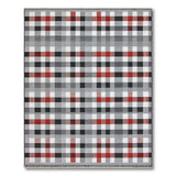 Red Grey Plaid Check Area Rug