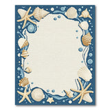 Blue Seashell Starfish Coastal Border Rug