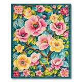 Vibrant Pink Yellow Floral Teal Area Rug