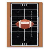Black and White Football Field Area Rug with Centered Ball