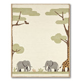 Safari Elephants Giraffe Kids Area Rug