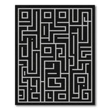 Geometric Modern Black White Maze Labyrinth Geometric Area Rug