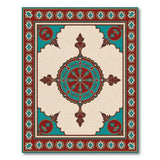 Teal Red Medallion Traditional Persian Rug