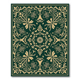 Traditional Persian Emerald Green Gold Floral Medallion Area Rug