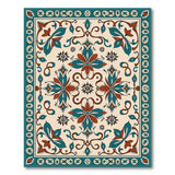 Blue and Teal Teal Floral Persian Area Rug