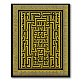 Gold Labyrinth Maze Area Rug with Greek Key Border